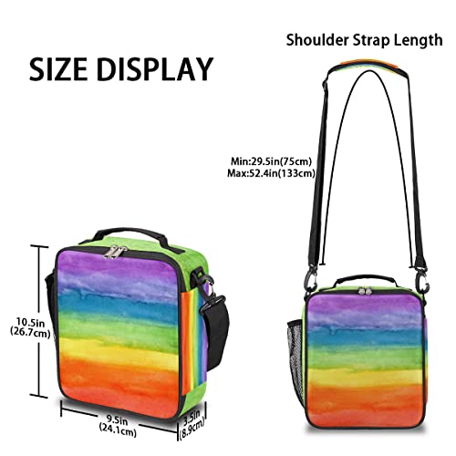Insulated Lunch Bag Colorful Large Lunch Box Reusable Container Organizer Tote Bag Cooler Thermal Handbag with Adjustable Shoulder Strap for Women Men Picnic Hiking