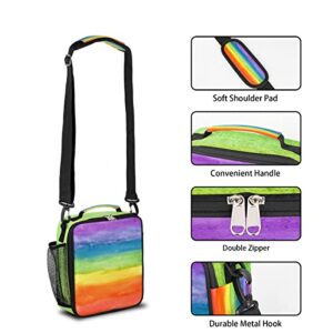 Insulated Lunch Bag Colorful Large Lunch Box Reusable Container Organizer Tote Bag Cooler Thermal Handbag with Adjustable Shoulder Strap for Women Men Picnic Hiking