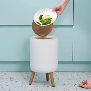 Nordic Style Trash Can,Push Top Garbage Bin with Lid,White Top Spring Waste Basket,Dog Proof Trash can，Plastic Trash Bin Suitable for Kitchen,Bathroom,Bedroom,Living Room,Office,Outdoor