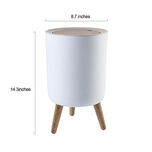 Nordic Style Trash Can,Push Top Garbage Bin with Lid,White Top Spring Waste Basket,Dog Proof Trash can，Plastic Trash Bin Suitable for Kitchen,Bathroom,Bedroom,Living Room,Office,Outdoor
