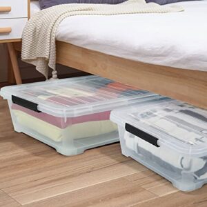 Zerdyne 3-Pack Under Bed Plastic Storage Box, Wheels Under Bed Storage Box with Lids, 40 L