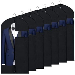 soron 43" garment bags, 7 packs garment bags for hanging clothes, env-friendly breathable suit bag clothes cover for storage suits, shirts, t-shirts and jackets, suitable for adults and children
