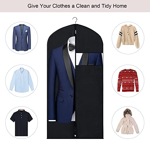 SORON 43" Garment Bags, 7 Packs Garment Bags for Hanging Clothes, Env-friendly Breathable Suit Bag Clothes Cover for Storage Suits, shirts, T-shirts and Jackets, Suitable for Adults and Children