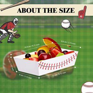 Crtiin 200 Pieces Baseball Party Paper Food Trays Baseball Party Supplies Nacho Food Tray Snack Candy Holder Trays Disposable Serving Trays for Baseball Party Decorations Food Holder Trays