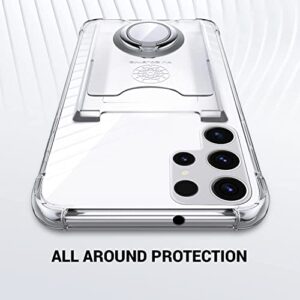 Shields Up for Galaxy S23 Ultra Case, Samsung S23 Ultra Case, Minimalist Wallet Case with Card Holder & Ring Kickstand/Stand, Slim Protective Shockproof Cover for Samsung Galaxy S23 Ultra - Clear