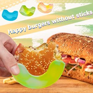 Yecrego 3 Pcs Washable Retractable Hamburger Holder Reusable Burger Buddy Mold Silicone Rack Brackets Contact-Free Anti-Dropping Burger Fixed Box Dip Clip Sauce Holder for Car, 3 Colors