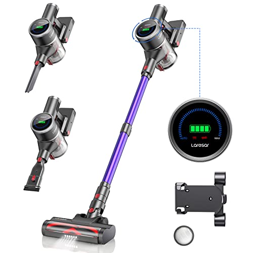 Laresar Cordless Vacuum Cleaner, 33Kpa/400W Stick Vacuum Cleaner, Handheld Vacuum, Stepless Speed Regulation & LED Screen, Headlights, Up to 55Mins, Suitable for Carpet, Pet Hair, Hardwood Floor