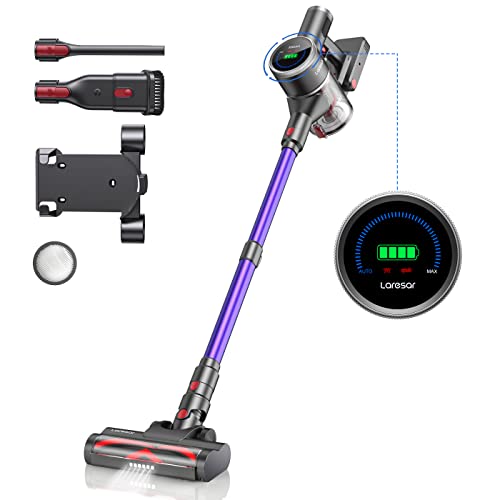 Laresar Cordless Vacuum Cleaner, 33Kpa/400W Stick Vacuum Cleaner, Handheld Vacuum, Stepless Speed Regulation & LED Screen, Headlights, Up to 55Mins, Suitable for Carpet, Pet Hair, Hardwood Floor