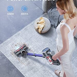 Laresar Cordless Vacuum Cleaner, 33Kpa/400W Stick Vacuum Cleaner, Handheld Vacuum, Stepless Speed Regulation & LED Screen, Headlights, Up to 55Mins, Suitable for Carpet, Pet Hair, Hardwood Floor