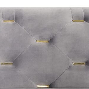 QHITTY Chesterfield Sofa, 84'' Modern 3 Seater Velvet Accent Couch with Square Arms and Metal Tufted Button, Metal Legs for Living Room, Office, Bedroom (Grey)