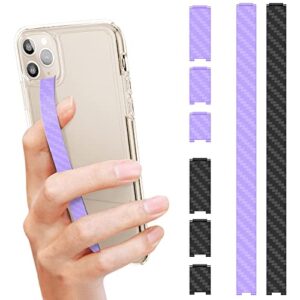 rocontrip phone grip,2 pcs phone strap 2022 upgrade reusable phone grip holder with three short silicone straps combination to fit most smart phone case(black+purple)