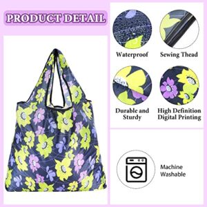 12 Pieces Reusable Grocery Bags Large Nylon Reusable Bags Foldable Shopping Bags Grocery Tote Machine Washable Heavy Duty Friendly Bags Waterproof with Pouch Tote Bags, Classic Style Multicolor