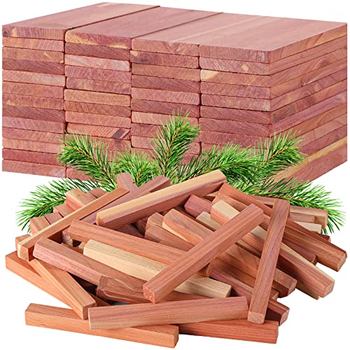 100 Pcs Cedar Blocks for Clothes Storage Natural Fragrance Wood Planks Cedar Chips with Cedar Balls/Cedar Sticks for Closet Storage Kitchen Wall and Drawer Accessories (Blocks and Sticks)