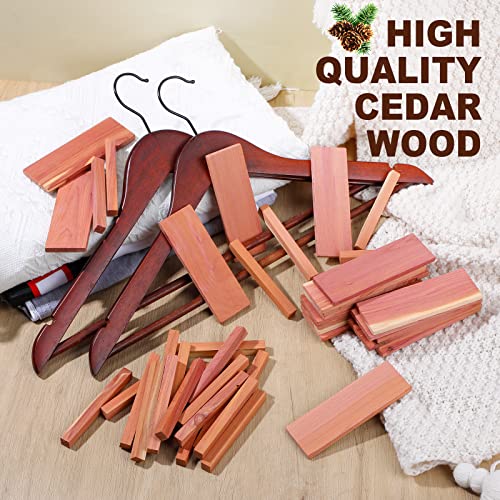 100 Pcs Cedar Blocks for Clothes Storage Natural Fragrance Wood Planks Cedar Chips with Cedar Balls/Cedar Sticks for Closet Storage Kitchen Wall and Drawer Accessories (Blocks and Sticks)