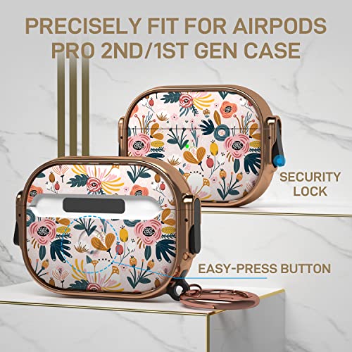 Maxjoy for Airpods Pro 2nd/1st Generation Case Cover, Flower Hard Cute AirPod Pro 2 Case for Women Men with Keychain Protective Shockproof Cover for AirPods Pro(2022/2019)