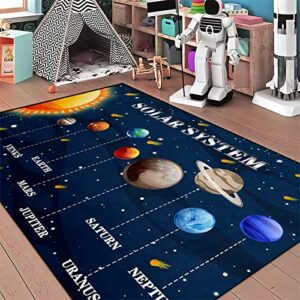 boys space area rugs for bedroom educational learning large carpet rug indoor sofa floor mats solar system space theme living bedroom dining room decor crystal polyester area rug door mats, 3'×5'