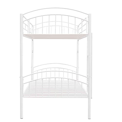 Cotoala Twin Over Twin Metal Bunk Bed with Guardrails and Steel Ladder, Can Be Split into Two, Space Saver Design, No Box Spring Needed