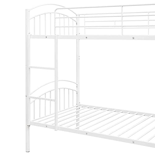 Cotoala Twin Over Twin Metal Bunk Bed with Guardrails and Steel Ladder, Can Be Split into Two, Space Saver Design, No Box Spring Needed