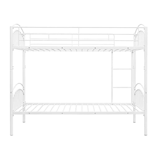 Cotoala Twin Over Twin Metal Bunk Bed with Guardrails and Steel Ladder, Can Be Split into Two, Space Saver Design, No Box Spring Needed