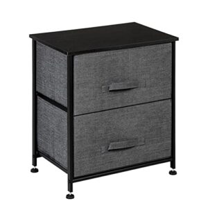 cffuvros bedside table dresser, end table storage tower - sturdy steel frame, wood top, easy pull fabric bins - organizer unit for bedroom, hallway, entryway, closets