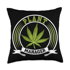 funny weed lover gifts cannabis pot smoker weed plant manager smoking marijuana 420 throw pillow, 18x18, multicolor
