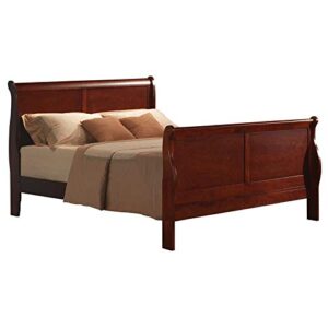 pemberly row traditional wood sleigh queen bed in cherry finish