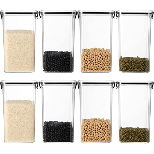 8 Pcs Food Storage Containers for Pantry Clear Airtight Food Flour Storage Container Set with Lid 1.3 L/ 44 oz Pantry Organization Canisters Air Tight Kitchen Container for Bean Sugar Pasta Rice