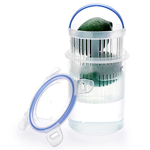 JUXYES Plastic Pickle Container Jar with Strainer Flip, Transparent Pickle Storage Container with Strainer Insert, Pickle Jar Juice Separator Dry Wet Separation Pickle And Olive Container with Lock It Lid