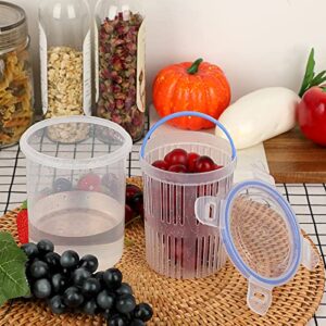 JUXYES Plastic Pickle Container Jar with Strainer Flip, Transparent Pickle Storage Container with Strainer Insert, Pickle Jar Juice Separator Dry Wet Separation Pickle And Olive Container with Lock It Lid