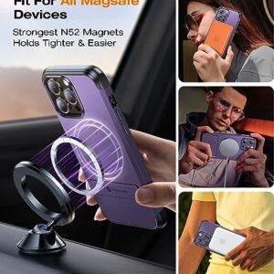 VICMARS Strongest Magnetic for iPhone 14 Pro Max Case with Stand, [Fits Magsafe] [18FT Ultra Shockproof] Dual-Layer iPhone 14 Pro Max Phone Case Men Women, 2X Mil-Grade, Invisible Kickstand (Purple)