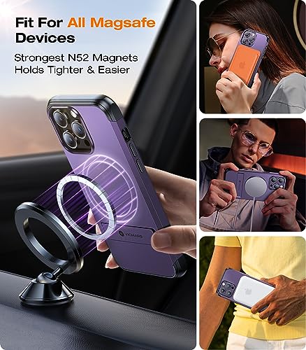 VICMARS Strongest Magnetic for iPhone 14 Pro Max Case with Stand, [Fits Magsafe] [18FT Ultra Shockproof] Dual-Layer iPhone 14 Pro Max Phone Case Men Women, 2X Mil-Grade, Invisible Kickstand (Purple)