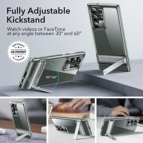 ESR for Samsung Galaxy S23 Ultra Case with Kickstand, 3 Stand Modes, Military-Grade Drop Protection, Slim Phone Cover, Boost Kickstand Case, Clear