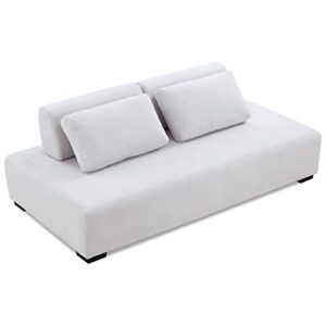 lyromix 85'' upholstered sofa with multi-directional modular pillow, loveseat for living room, modern couch for bedroom, cream