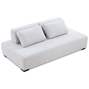 Lyromix 85'' Upholstered Sofa with Multi-Directional Modular Pillow, Loveseat for Living Room, Modern Couch for Bedroom, Cream