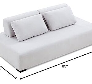 Lyromix 85'' Upholstered Sofa with Multi-Directional Modular Pillow, Loveseat for Living Room, Modern Couch for Bedroom, Cream