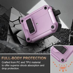 YIPINJIA Case for Airpods Pro 2nd/1st Generation with Lock, PC+TPU Silicone Air pods Pro 2 Case for Men Women, Shockproof Protective Case Cover for AirPods Pro 2/1 with Lanyard & Keychain (Purple)