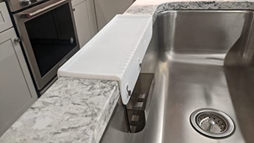 SiliSink Silicone Sink Edge Guard - Kitchen Sink Guard and Edge Protector - ONLY FITS 3.75”-4” Wide Stone Lip - Protects Stone Counters from Chipping and Damage - 14” Length - White