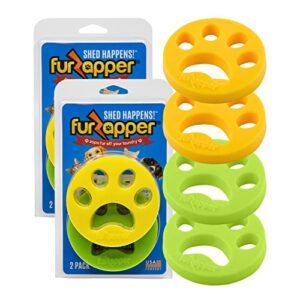 furzapper pet hair remover for laundry, 4 count - reusable dog & cat hair remover tool as seen on shark tank - removes pet fur, hair, lint, dander from clothes & laundry - one furzapper per pet