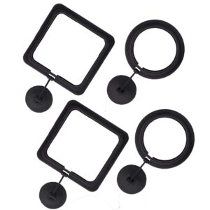riener 4pcs black fish feeding ring floating food square, suitable for flakes and floating fish food for goldfish (round and square)