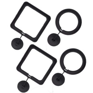 RIENER 4pcs Black Fish Feeding Ring Floating Food Square, Suitable for Flakes and Floating Fish Food for Goldfish (Round and Square)