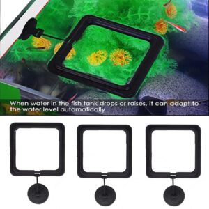 RIENER 4pcs Black Fish Feeding Ring Floating Food Square, Suitable for Flakes and Floating Fish Food for Goldfish (Round and Square)