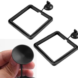 RIENER 4pcs Black Fish Feeding Ring Floating Food Square, Suitable for Flakes and Floating Fish Food for Goldfish (Round and Square)