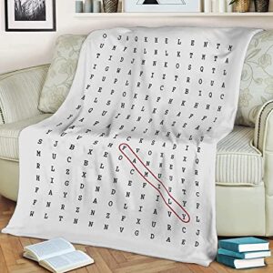 personalized custom word search blanket, soft woven throw blanket, crossword puzzle blanket, unique gifts for family, friends, co-workers on birthday, anniversary, christmas