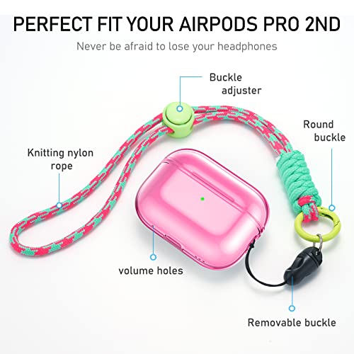 Valkit Compatible Airpods Pro 2nd Generation Case Clear, Soft TPU AirPods Pro 2 Case Transparent Protective Shockproof with Lanyard for Women Men iPods Pro 2 Case for Airpods Pro 2 Charging Case