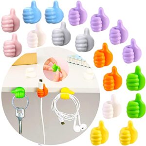 beciles 20pcs silicone thumb wall hook,multifunction adhesive cable clip,creative self adhesive thumb hooks,holder wall hangers for storage data cables, earphones, plugs, key