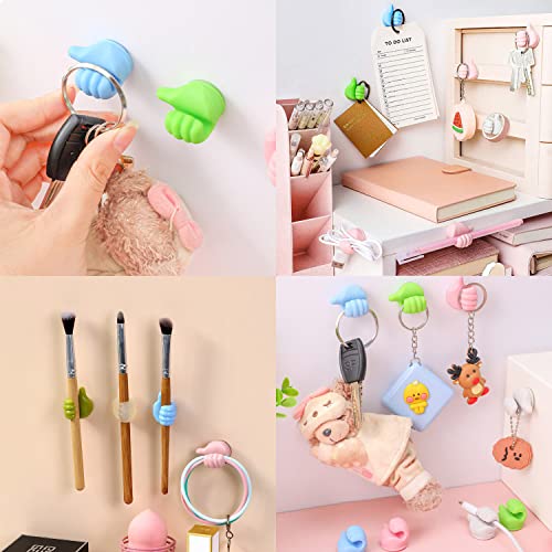 BECILES 20Pcs Silicone Thumb Wall Hook,Multifunction Adhesive Cable Clip,Creative Self Adhesive Thumb Hooks,Holder Wall Hangers for Storage Data Cables, Earphones, Plugs, Key