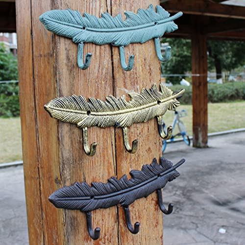 Tbkoly Cast Iron Feather Hook Wall Hook Garden Vintage Decoration Grocery Hook Key Hanger Coat Hook (Color : Bronze, Size : 31.5 * 12.5cm)