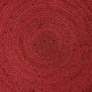 Vipanth Exports Round Jute Rug Farm House Hand Made and Hand Braided Area Rug for Kitchen, Bedroom, Living Room in Customize Sizes (Red, 30 Inches x 30 Inches)