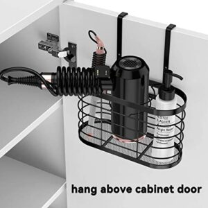 Hair Dryer Holder 3 in 1 Hair Tool Organizer Djustable Height Wall Mounted/Cabinet Door Bathroom Organizer Under Sink for Hair Dryer, Flat Irons, Curling Wands, Hair Straighteners