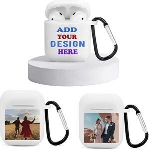 custom airpods case with keychain design photo logo text personalized airpod case fall scratch prevention air pod case for airpods 1st 2nd generation men women (for airpods case 1st 2nd generation)